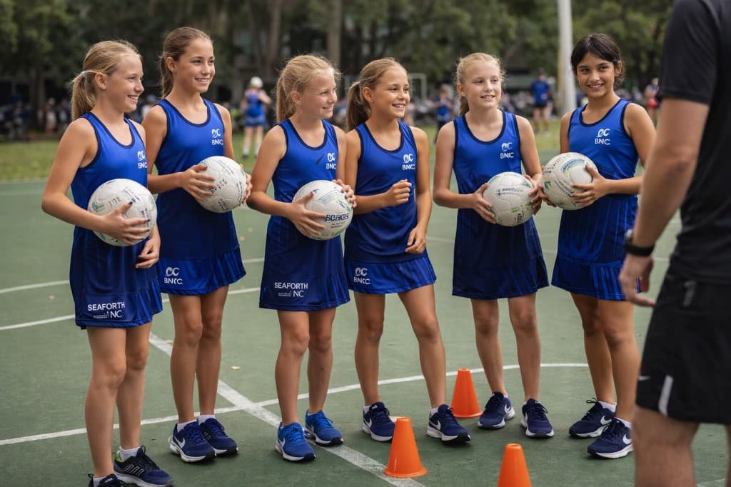 Seaforth players in team kit at training with coach — weekly programs and coaching resources